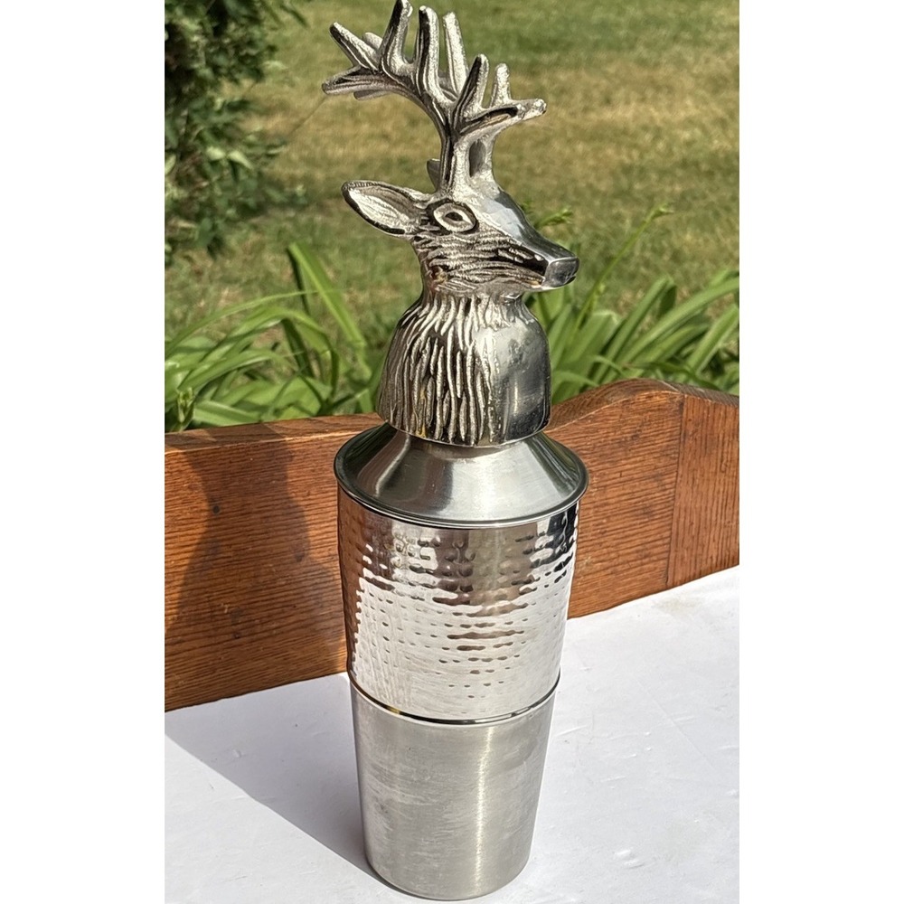 Nicole Miller Home Stag/ Buck Martini Cocktail Shaker Stainless Steel 14"